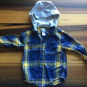 Carter's toddler boys hooded button up, size 2T